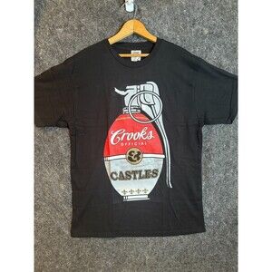 Crooks & Castle Official T Shirt Grenade Logo Mens Black Large